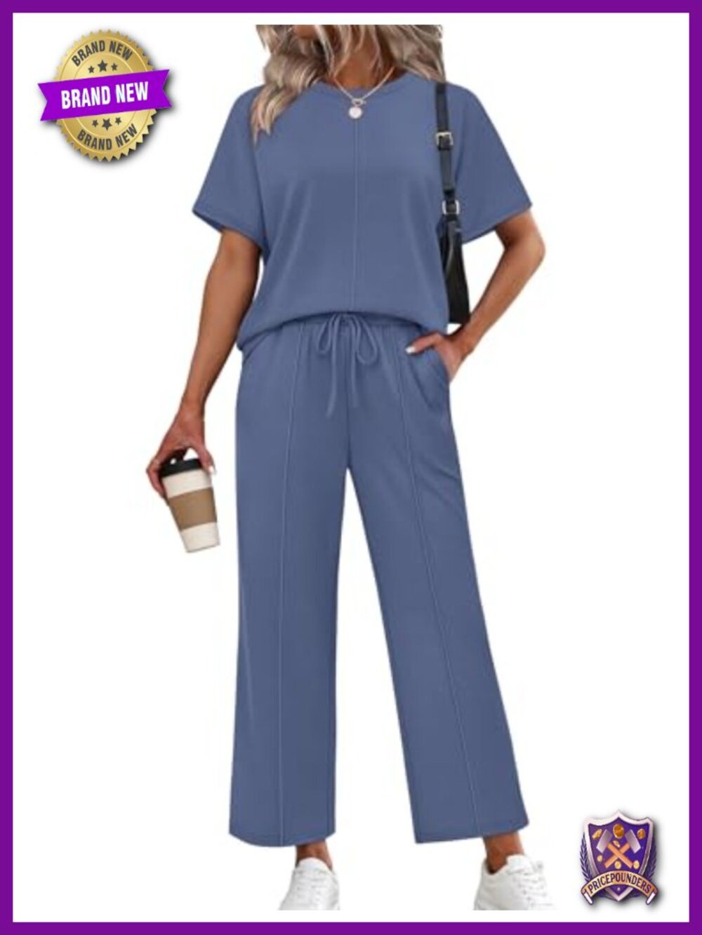 Sampeel Women's Two Piece Set Short Sleeve Wide Leg Pants Lounge Travel